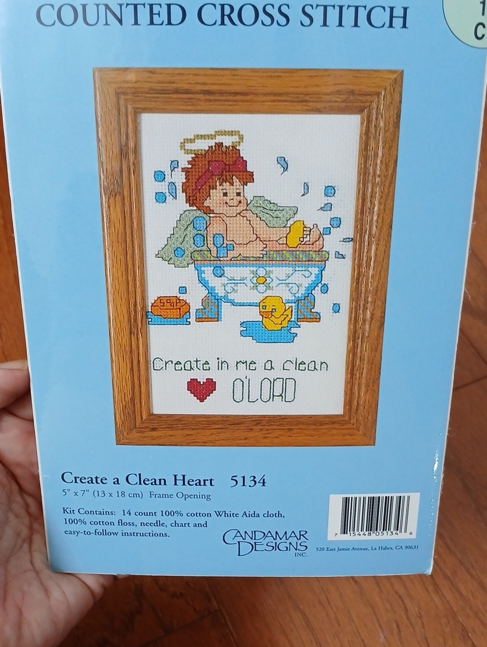 Create a Clean Heart Lord Cross Stitch Kit New Religious Bath Candamar